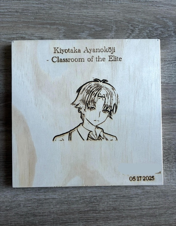 Engraved portrait of Kiyotaka Ayanokoji from Classroom of the Elite